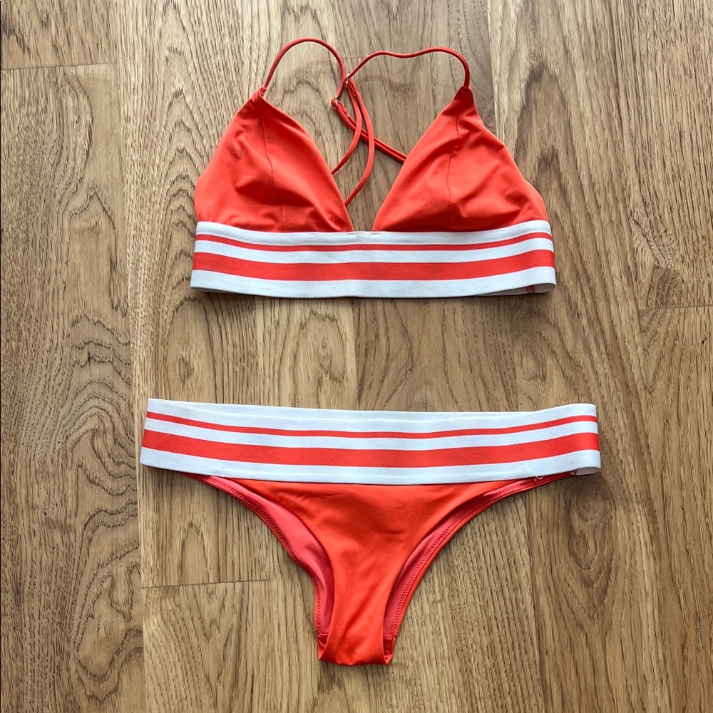 H&M Orange/Red Bikini with White Accents